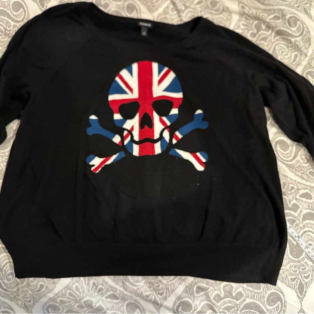 Black Skull Sweater with Union Jack Design